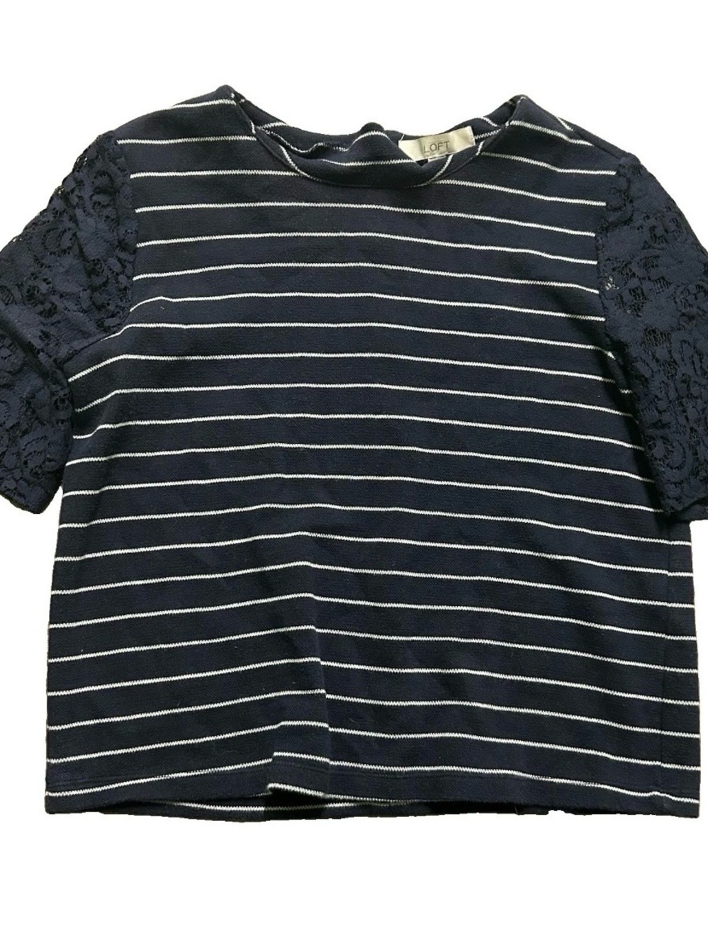 Women’s Michael Kors Blue White Striped Short Sleeve Summer Shirt Size Large